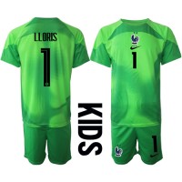 Francúzsko Hugo Lloris #1 Brankarsky Vonkajší Detský futbalový dres MS 2022 Krátky Rukáv (+ trenírky)